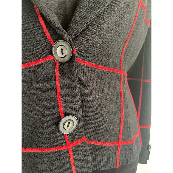 J.S.S knit ware jacket blazet Sm black / red strip wool blend button up classic - Picture 5 of 13